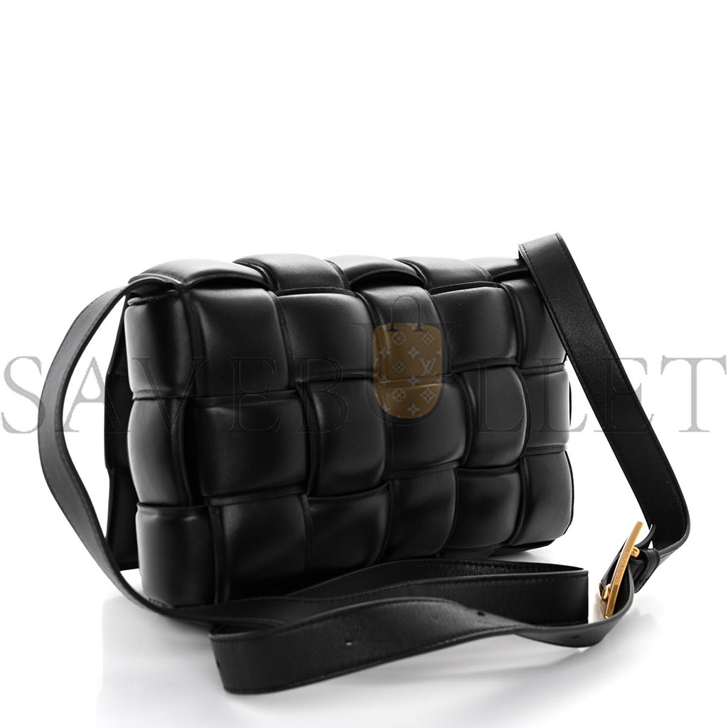 BOTTEGA VENETA NAPPA MAXI INTRECCIATO PADDED CASSETTE CROSSBODY BAG BLACK  (26*17*8cm)